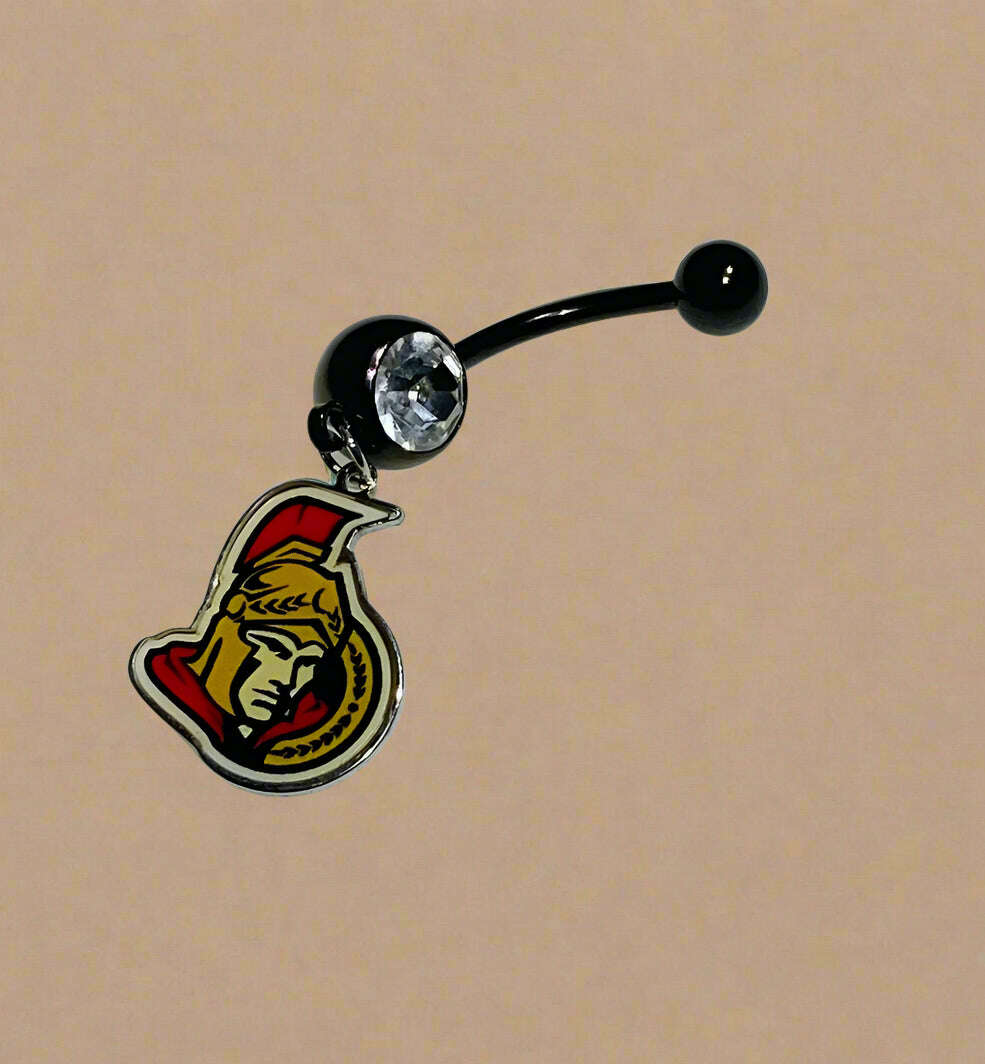 Ottawa Senators black stainless steel belly rings - COLO