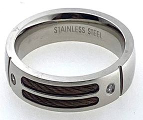 FASHION Diamond and Cable Ring 9