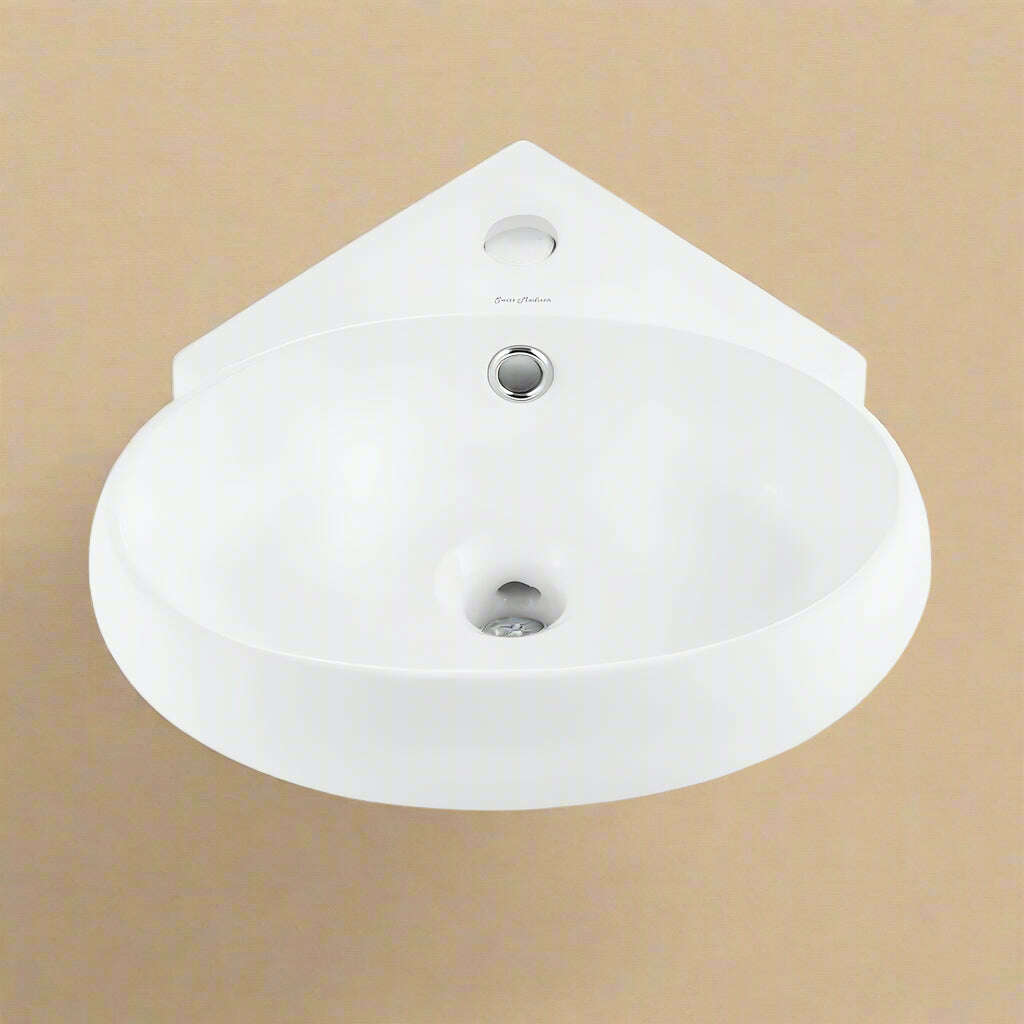 Plasir Ceramic Corner Wall Hung Vessel Sink – White - COLO
