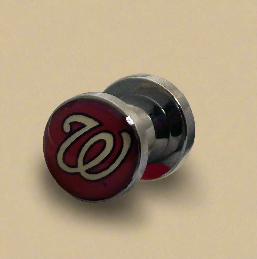 Licensed MLB Washington Nationals Screw-On Surgical Steel 12G Ear Plugs - COLO