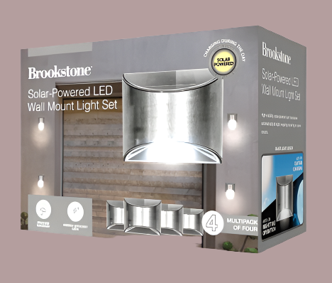 Brookstone Solar-Powered LED Wall Mount Light Set