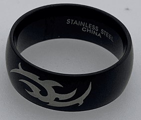 FASHION Black IP Plated Tribal Etch Ring - COLO