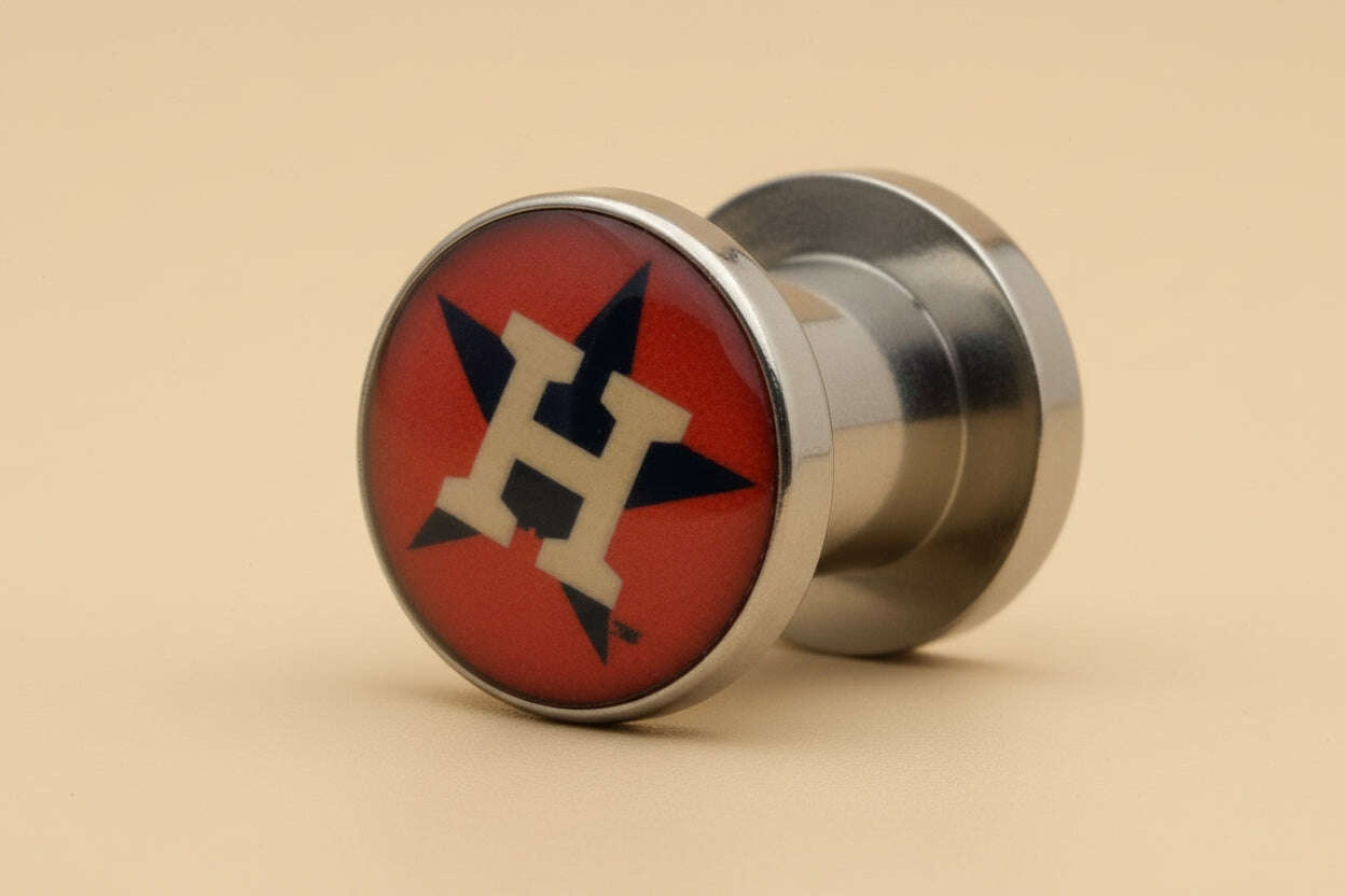 MLB Houston Astros Screw-Fit 2G (6 mm) Surgical Steel Ear Plugs - COLO