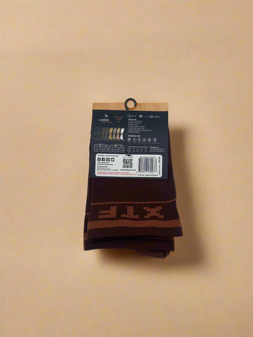 EXTREME FIT COPPER >>>FLUX ANTI-FATIGUE COMPRESSION SOCKS CHOCATE BROWN