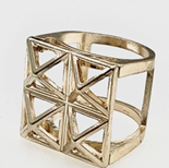 FASHION Four Pyrminds Gold Plated Ring 9