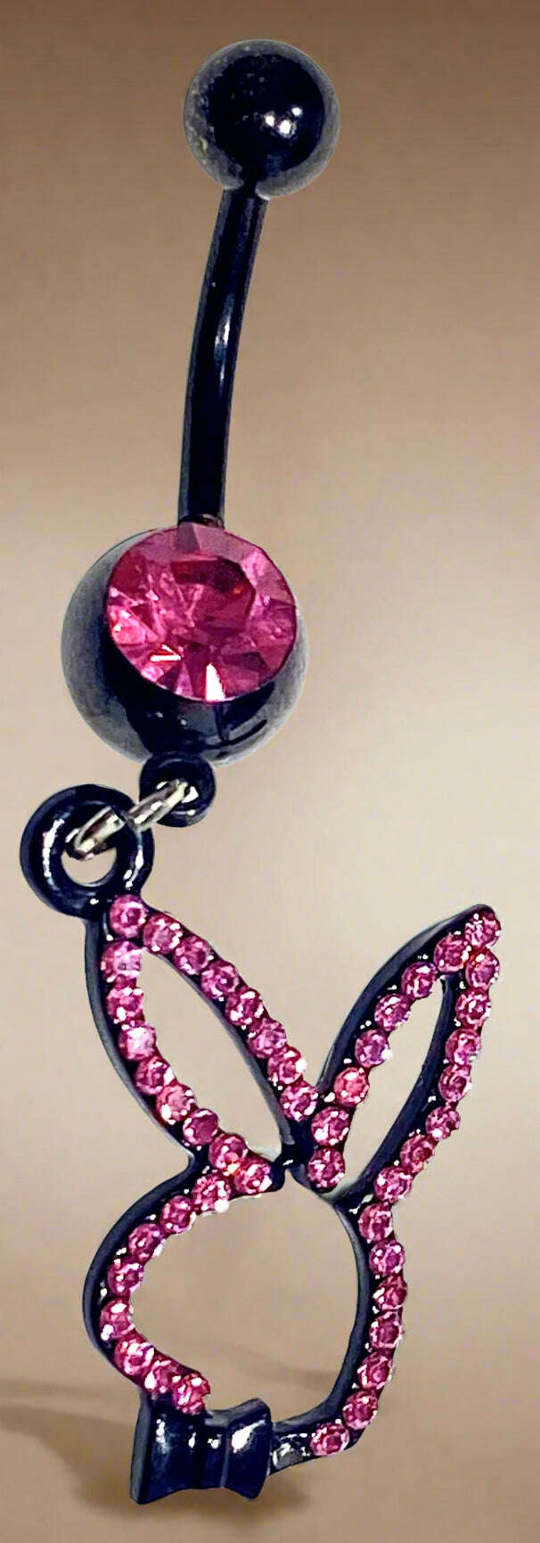 Playboy Purple Crystal Bunny Head Belly Ring Stainless Steel - COLO