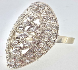 FASHION Adjustable STS Evening Ring with Gems