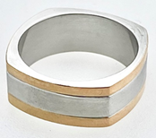 FASHION Two Tone Yellow and Silver Plated with Crystal Box Band Ring 9