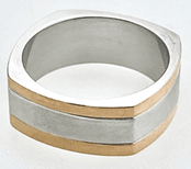FASHION Two Tone Yellow and Silver Plated with Crystal Box Band Ring 9 - COLO