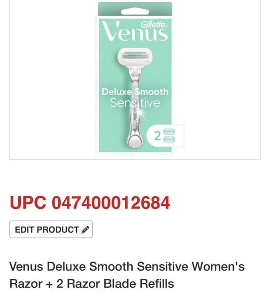 Venus Deluxe Smooth Sensitive Women’s Razor + 2 Blade Refills - COLO