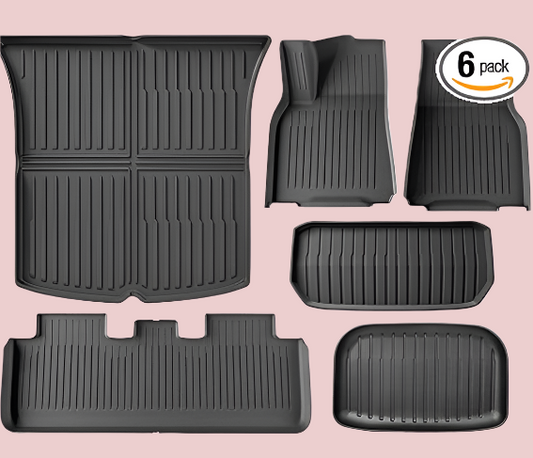 Floor Mats for Tesla Model Y 2021–2024 – Set of 6 All-Weather TPE Mats by Autocessking