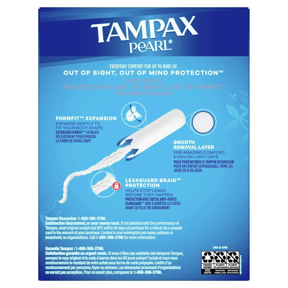 Tampax Pearl Tampons – Super Plus Absorbency, Unscented with Plastic Applicator - COLO