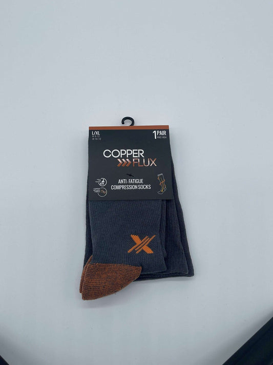 EXTREME FIT COPPER >>>FLUX ANTI-FATIGUE COMPRESSION Socks GRAY N ORANGE - COLO