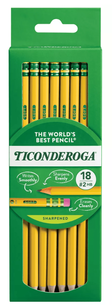 LOT of 2 – Ticonderoga #2 Pencils 18ct (33892) + 15 Eraser Caps & Sharpener Bundle - COLO