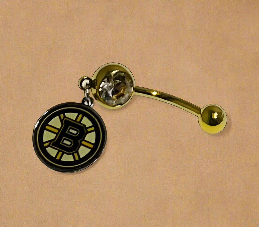 Boston Bruins gold stainless steel belly rings - COLO