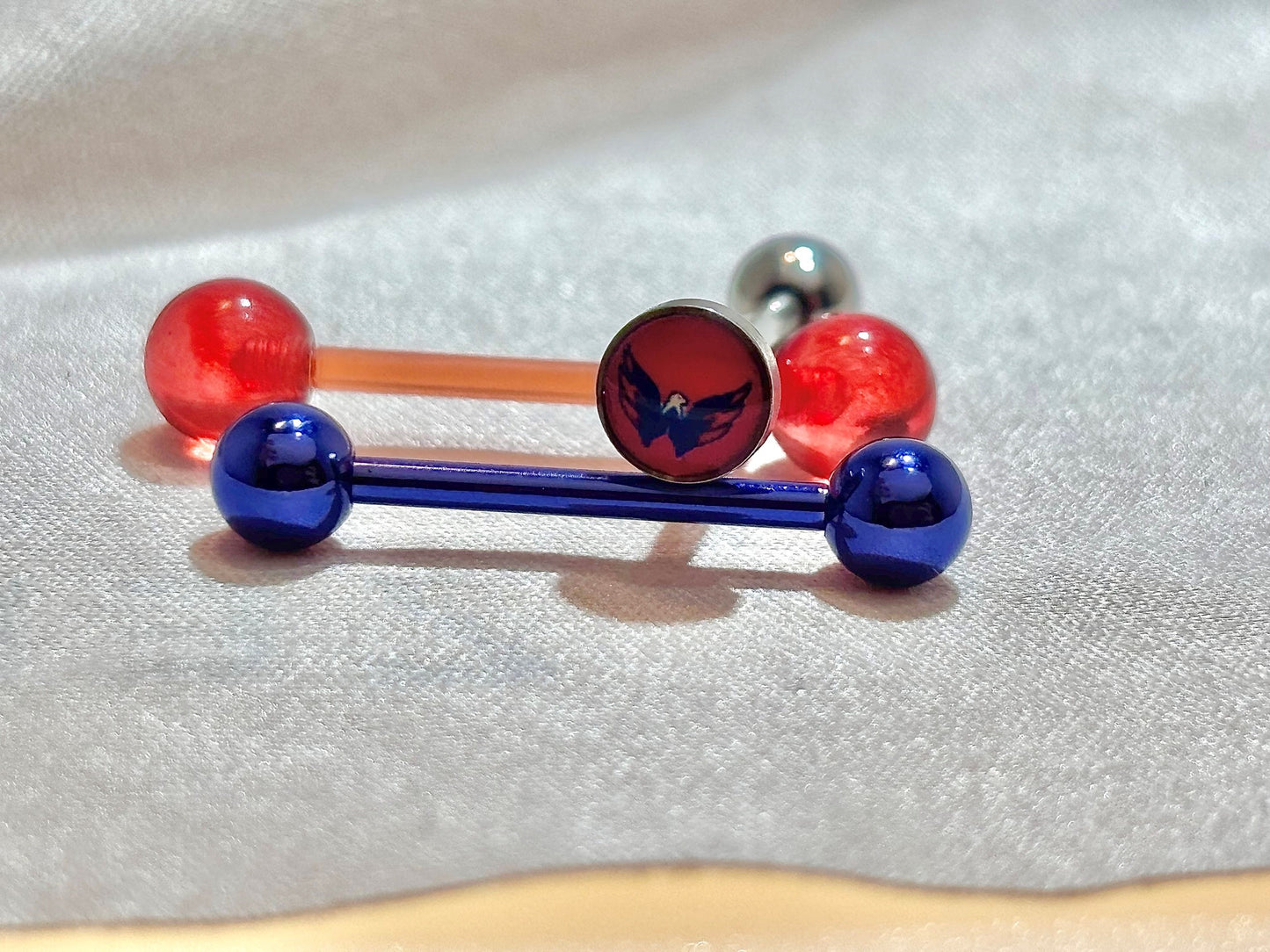 Washington Capitals NHL 3D Tongue Ring – Titanium Barbell 3-Piece Set