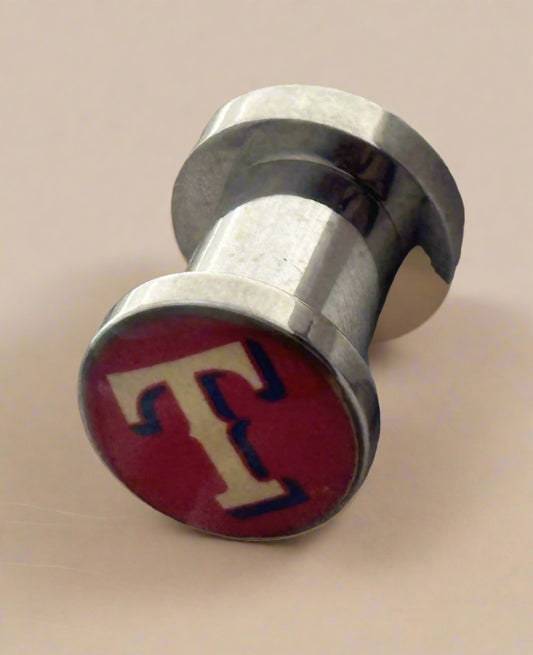 Licensed MLB Texas Rangers Screw-On Surgical Steel 12G Ear Plugs