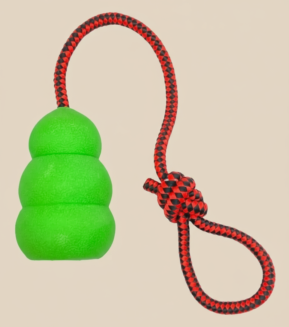 Durable Pear-Shaped Dog Toy with Rope Handle – Interactive Fetch & Tug Toy