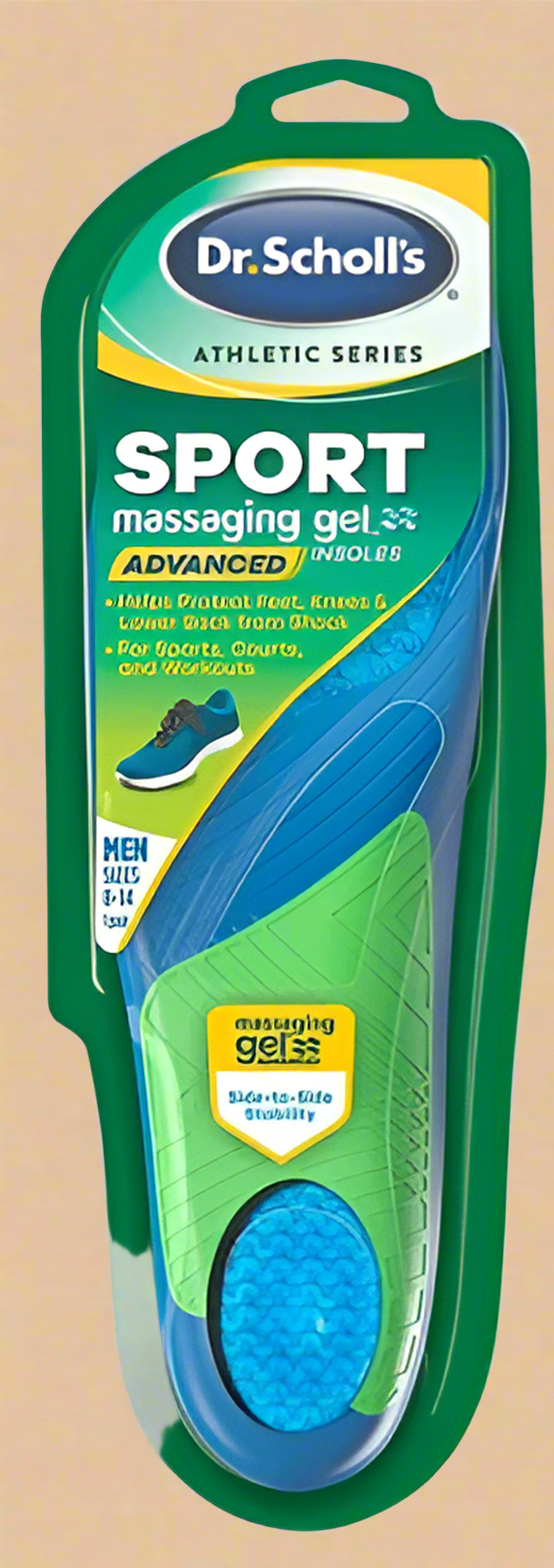 Dr. Scholls Athletic Series Sport Insoles With Massaging Gel For Men, Size 8-14 - COLO