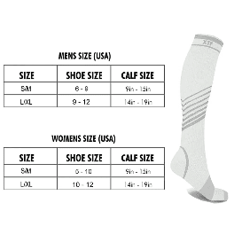EXTREME FIT COPPER >>>FLUX ANTI-FATIGUE COMPRESSION Socks WHITE N GRAY - COLO