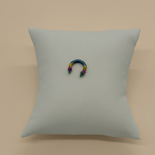 Large Chrome Multicolor Titanium Horseshoe Piercing Ring – 5mm Cone