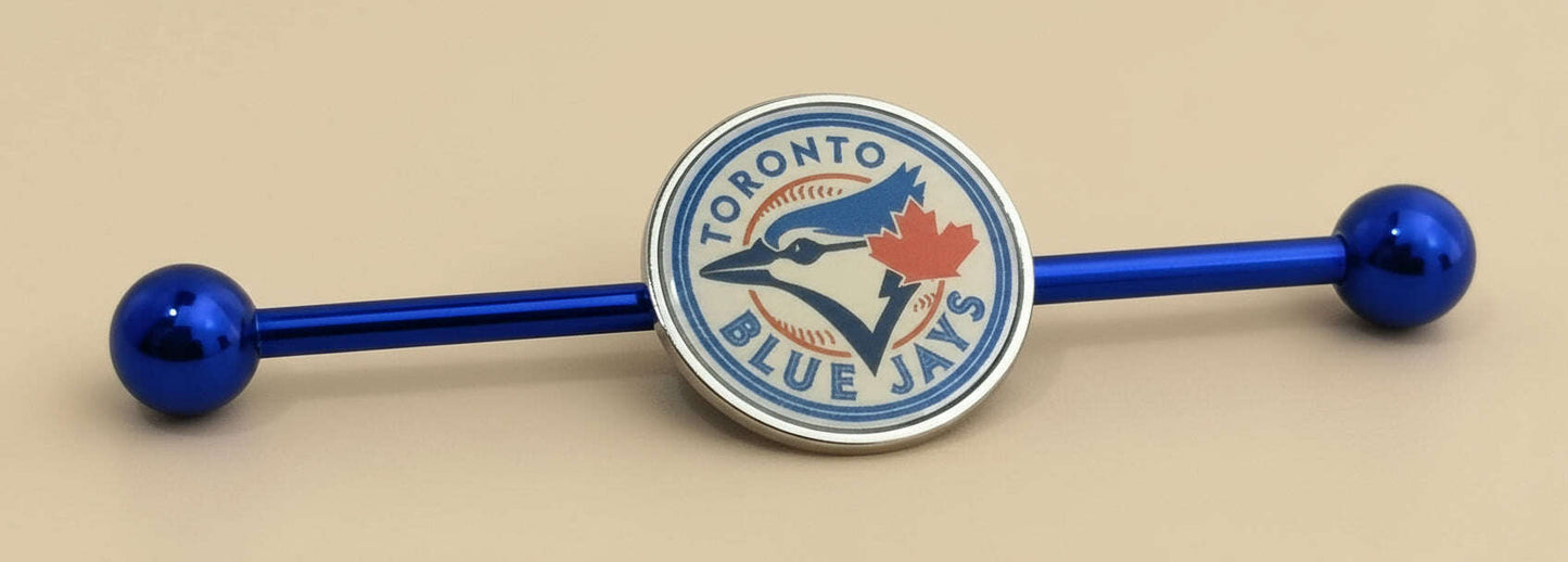 MLB Toronto Blue Jays Blue Anodized Industrial Barbell - COLO