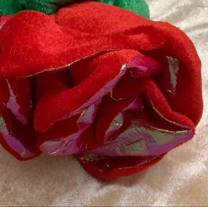 26" Long Stem Red Rose with LED Lights – Mardi Gras Lame Fabric - COLO