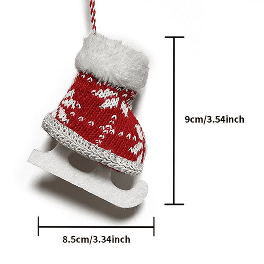 Two ini Ice Skate Boots- Christmas Hanging Decorations Festive Decorative Ornaments Fairy Tale Themed Xmas Tree Pendant - COLO