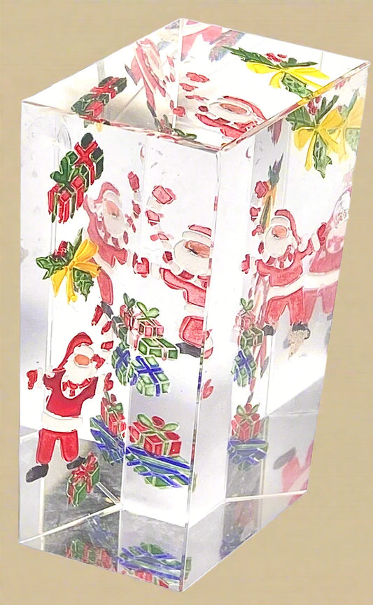 Santa Claus with Gift Boxes Acrylic Block
