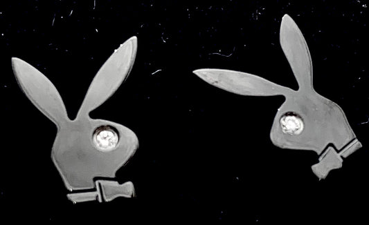 Playboy Bunny Stud Earrings – Stainless Steel with Crystal Accent
