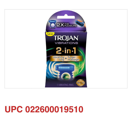 Trojan Vibrations 2-in-1 Vibrating Ring + Finger Massager