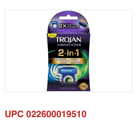 Trojan Vibrations 2-in-1 Vibrating Ring + Finger Massager - COLO
