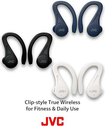 JVC Clip-Style Sport True Wireless Earbuds – Lightweight, IPX5 Water Resistant, 30-Hour Battery, Secure Fit (HA-EC25T Series) - COLO