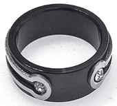 FASHION Black Plated Band Ring with 2 Crystals 11 - COLO
