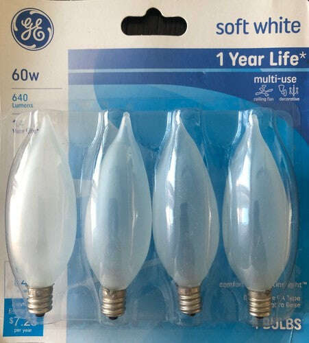 Globe Incandescent 7W C7 Nightlight Bulb – Dimmable, Frosted, Warm White 2850K (4 Pack) - COLO