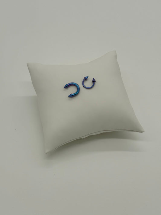 Large Blue Purple Titanium Horseshoe Piercing Ring – 5mm Cone