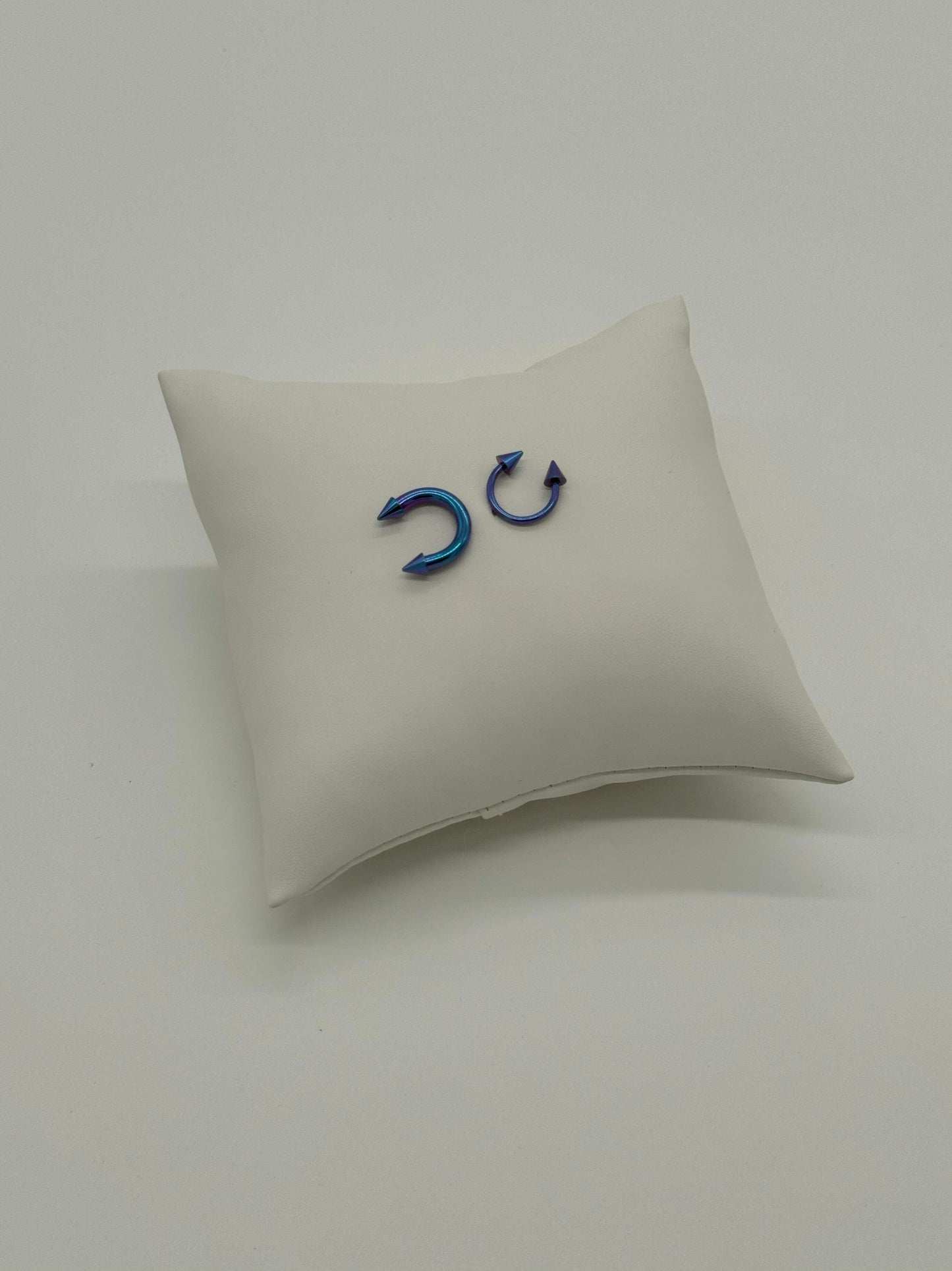 Large Blue Purple Titanium Horseshoe Piercing Ring – 5mm Cone - COLO