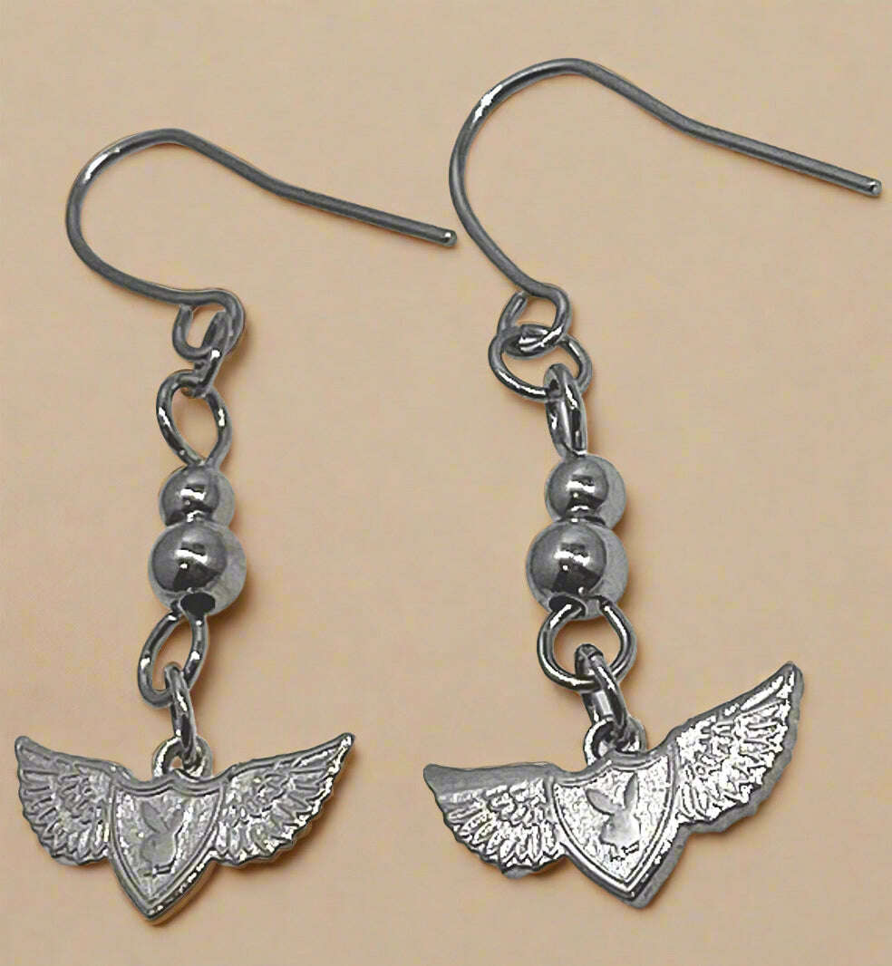 Playboy Winged Bunny Earrings – Stainless Steel Drop with Iconic Logo - COLO
