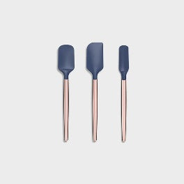 Art and Cook AC01657 Metal Handle Silicone Spatulas Set - Scratch Proof, 3 Pieces with Multiple Colors and Shapes To Make Cooking Easy and Beautiful - Alaskan Rose