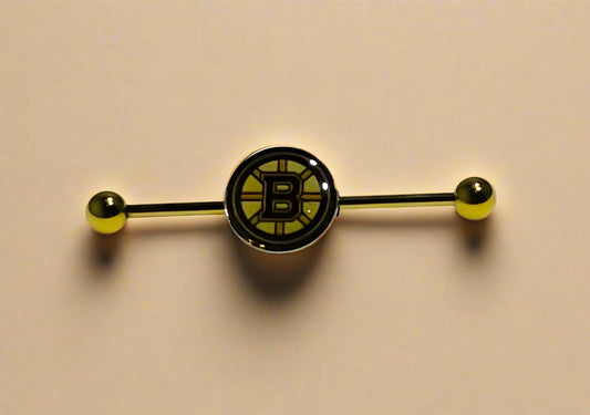 Boston Bruins gold stainless steel ear bars