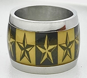 FASHION Enmal Stars Yellow and Black Band Ring 10