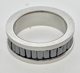 Black Chanel Set Crystals Band Ring 6