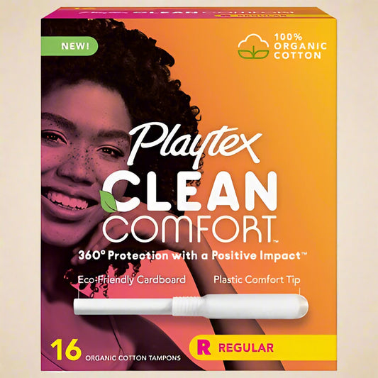 Playtex Clean Comfort Organic Cotton Tampons – Regular (16 Ct)