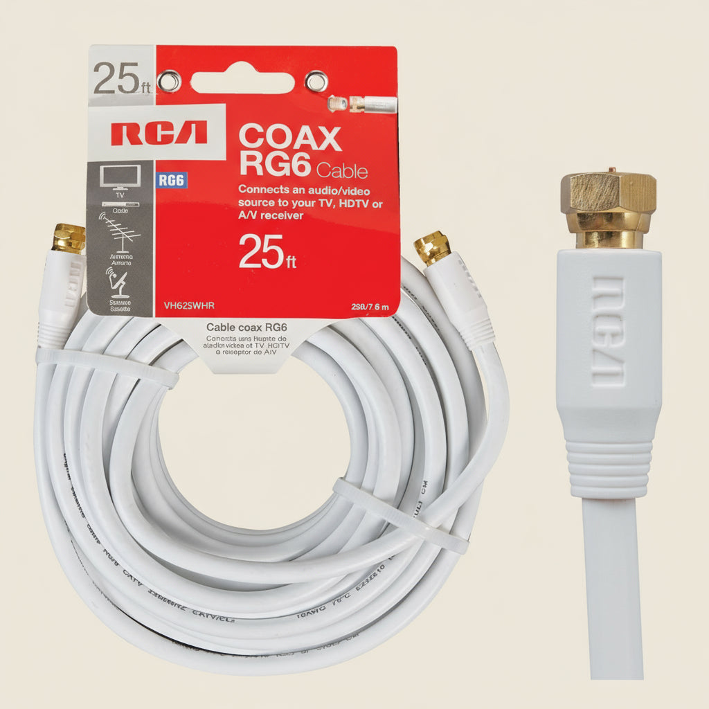 RCA 25-Foot White RG6 Coaxial Cable