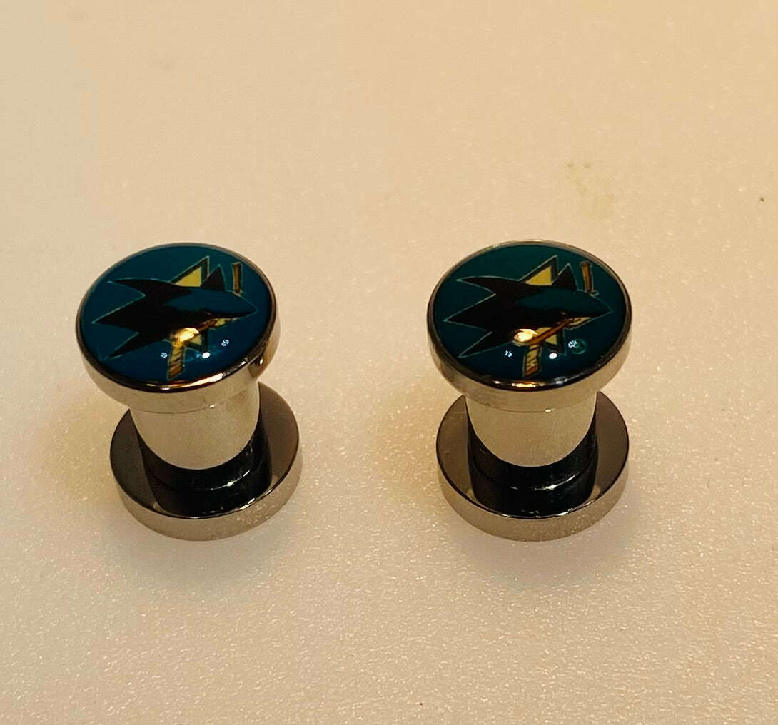 San Jose Sharks Ear Plug 2G Stainless Steel - COLO