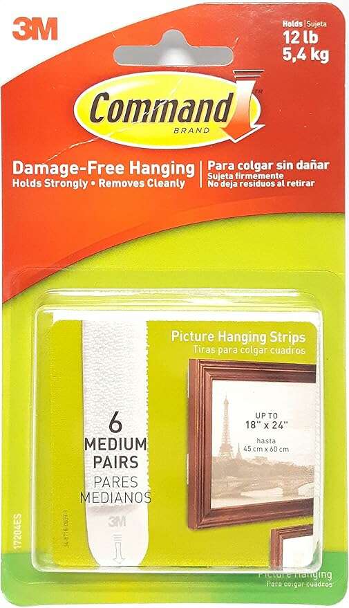 Command Strips 17204 Picture Hanging Strips – Medium, 6 Pairs - COLO