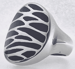FASHION Black Enamel Zebra Finish High Polish Ring 7 - COLO