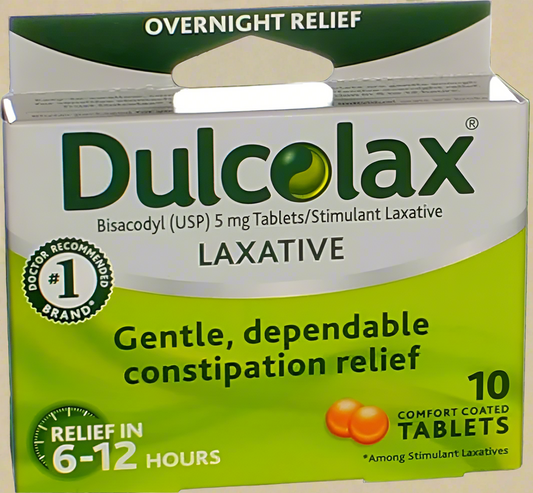 Dulcolax® Laxative Tablets – 5mg Bisacodyl, Comfort Coated (10 ct)