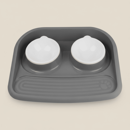 Non-Slip Pet Feeding Mat – Spill-Proof Tray for Food & Water Bowls (Grey) - COLO