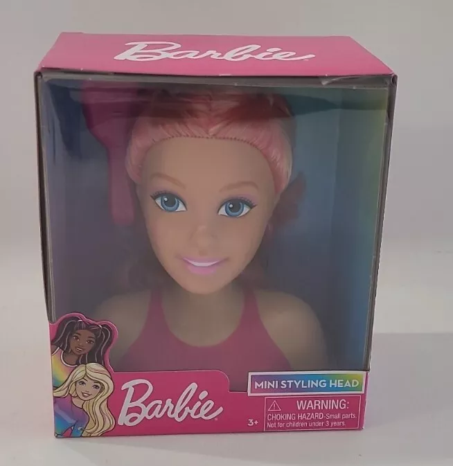 Barbie Mini Styling Head with Hair Brush Pink in Box